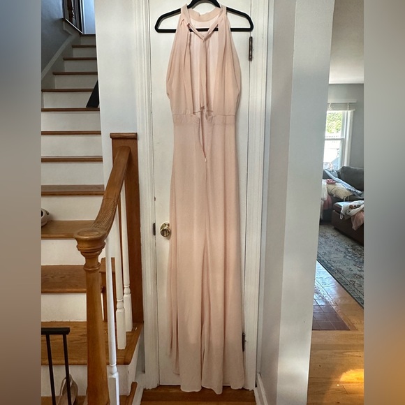 TFNC high neck maxi bridesmaid dress with fishtail - nude. US size 6 - Picture 4 of 4